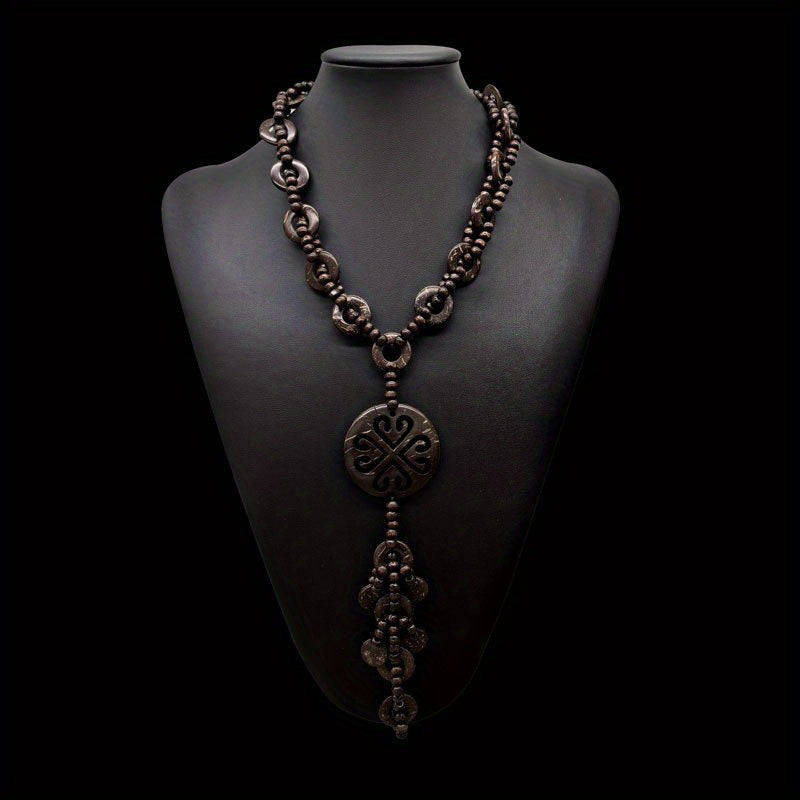 Women's Vintage Y-Neck Boho Coconut Shell Necklace
