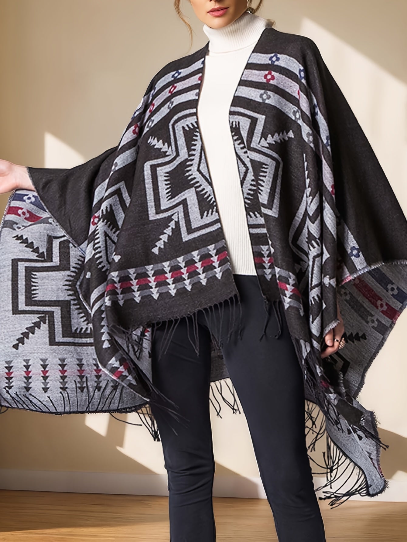KTILG Ethnic Southwestern Shawl Scarf With Fringe Tassels