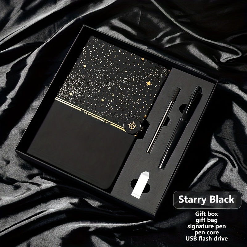 Starry Sky Notebook Set With Signature Pen And USB Drive