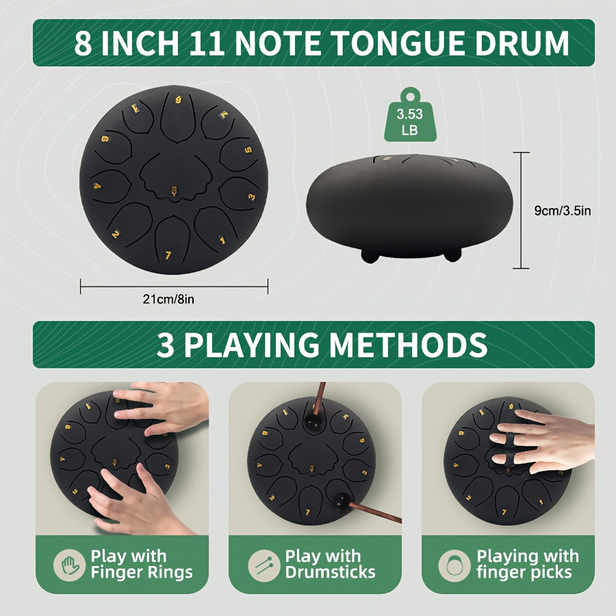 Rain Drum 11-Note Steel Tongue Drum For Yoga Meditation