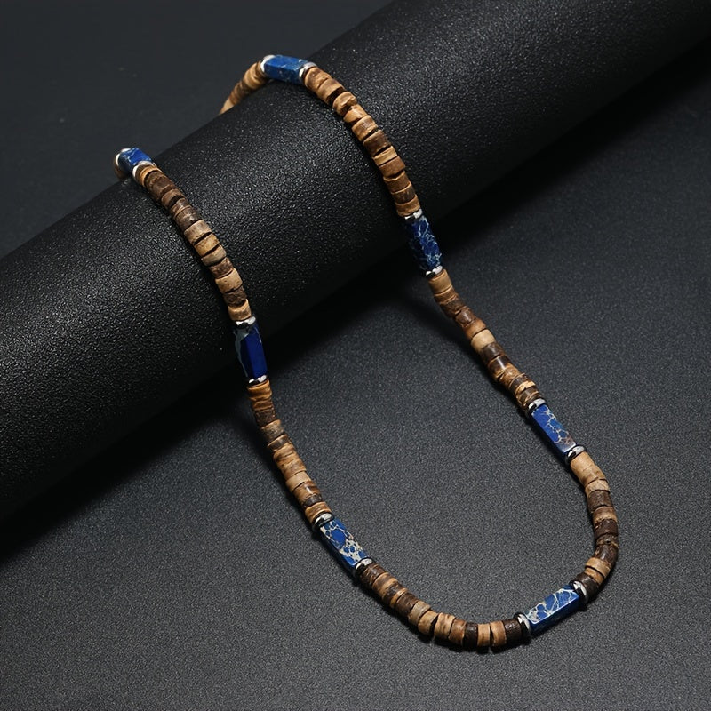 Boho Coconut Shell Beaded Necklace Set Of 3 Wooden Beads