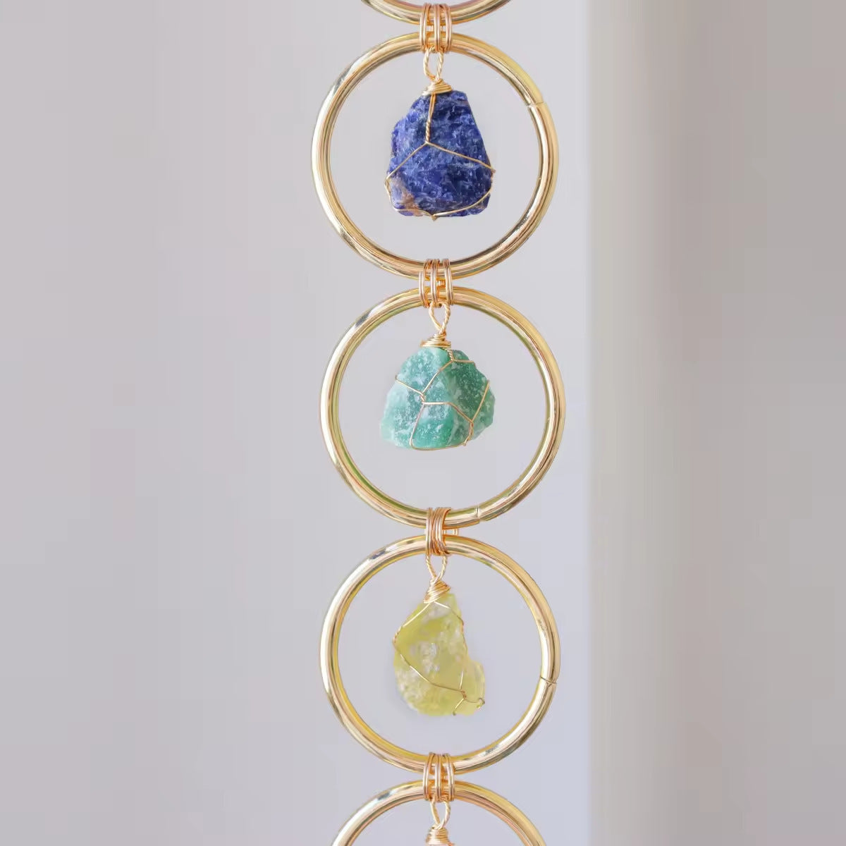 Modern Handcrafted Crystal Wall Hanging With Circular Stone