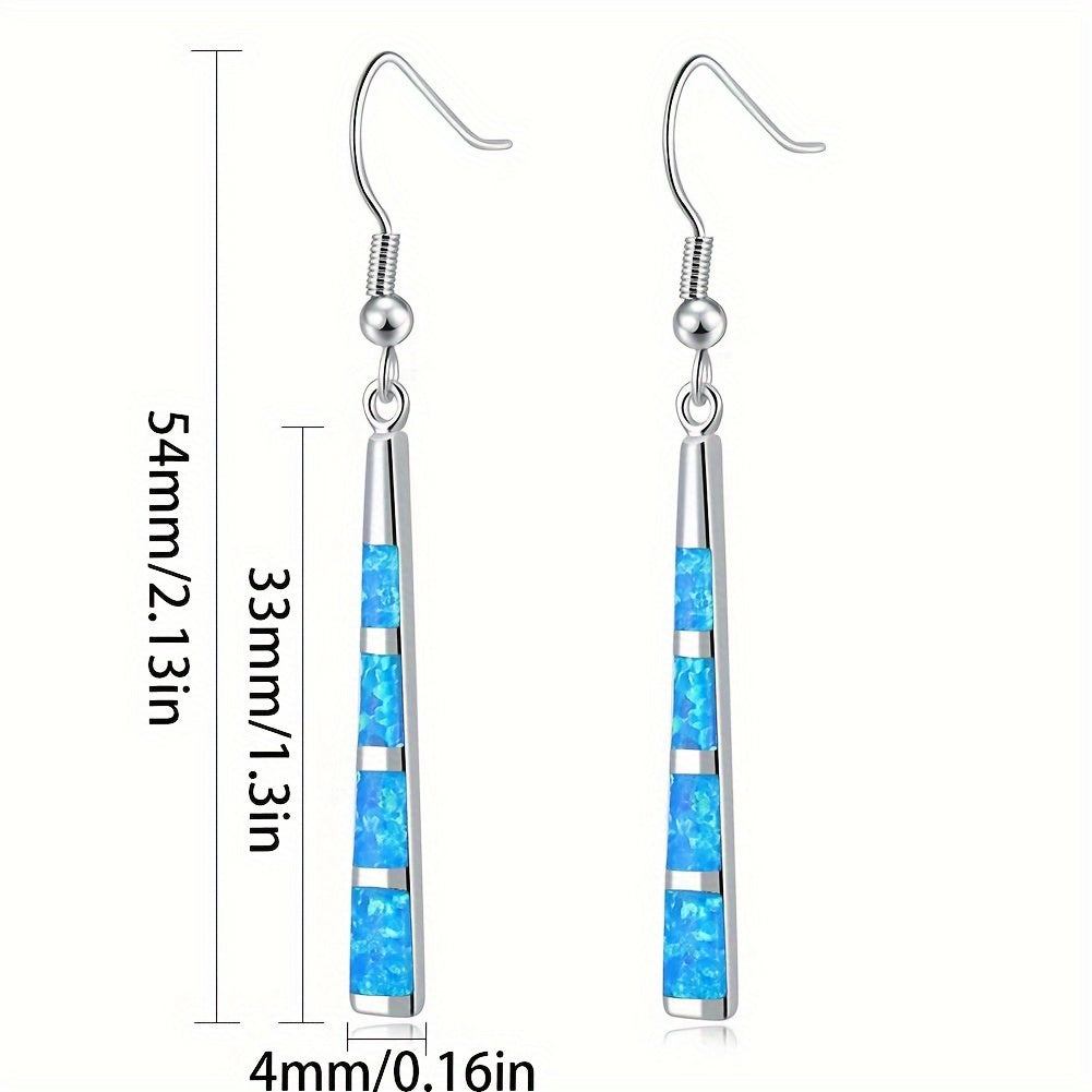 Copper Boho Earrings Silver Plated Opal Birthstone September
