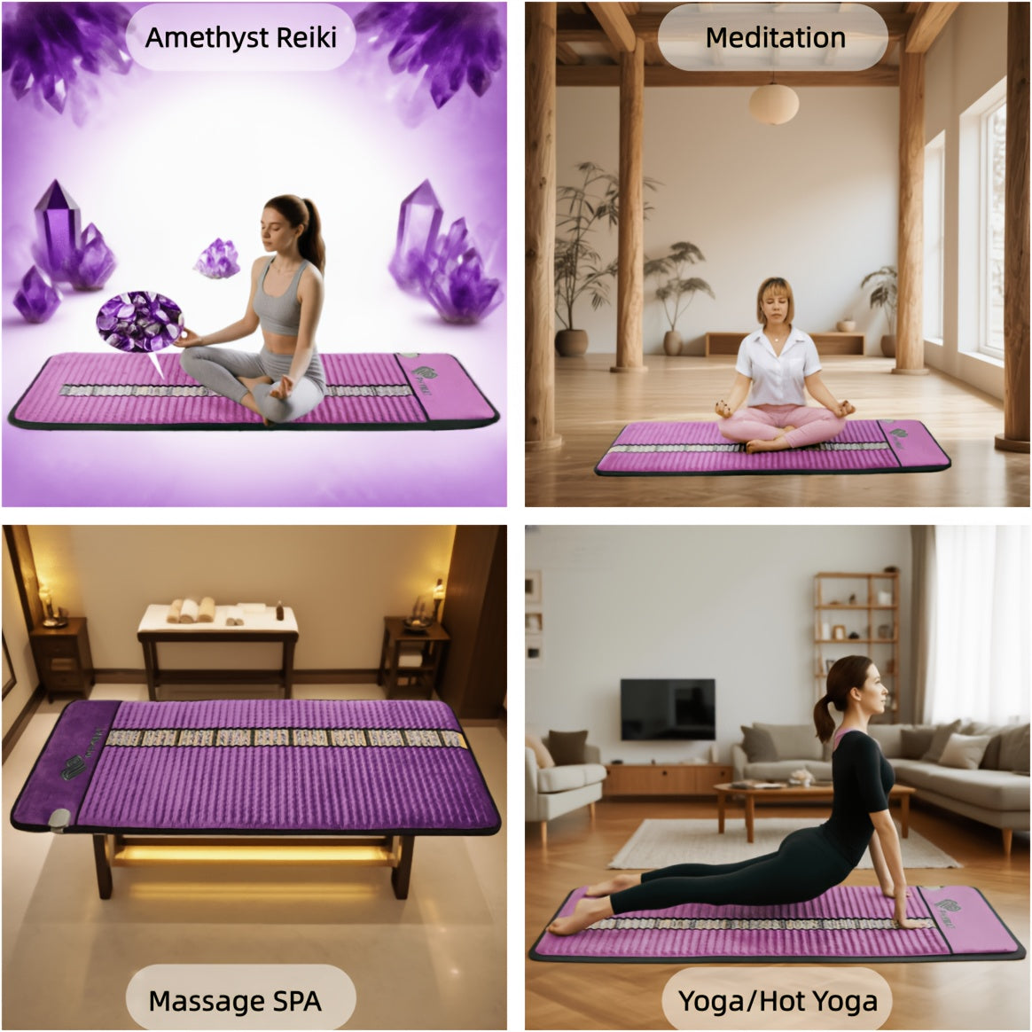 PHYMAT Crystal Pad Amethyst Obsidian Spa Mat For Home