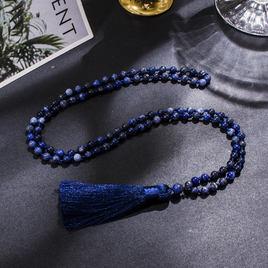 Sodalite Mala Beads Necklace Mindfulness and Chakra Balance