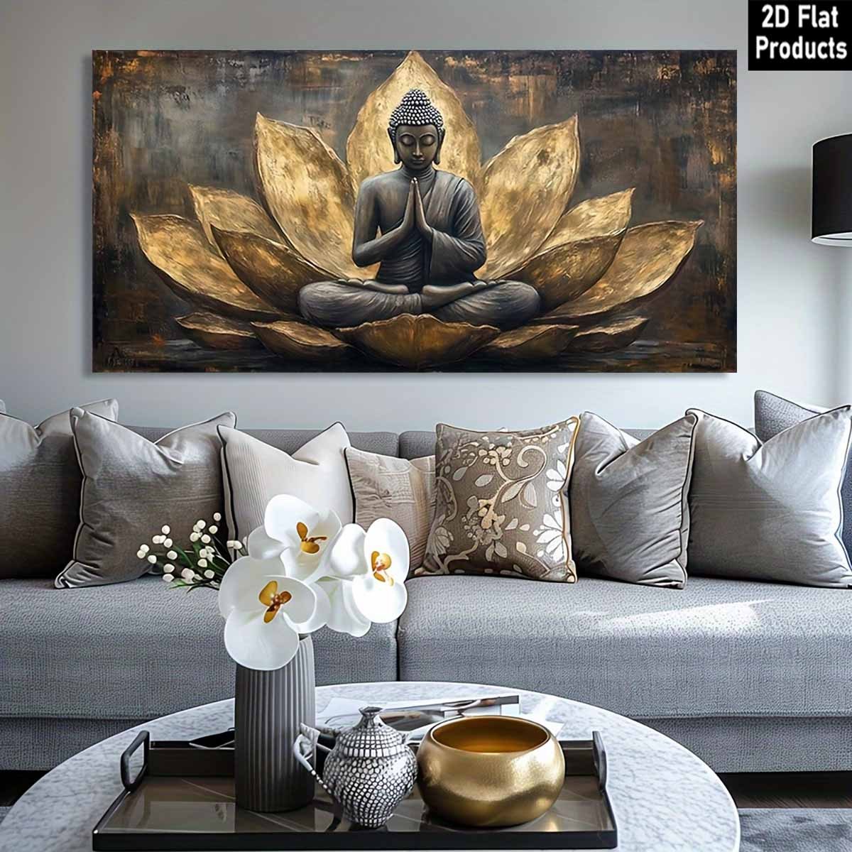Buddha Meditation Canvas Wall Art Ready To Hang Wood Frame