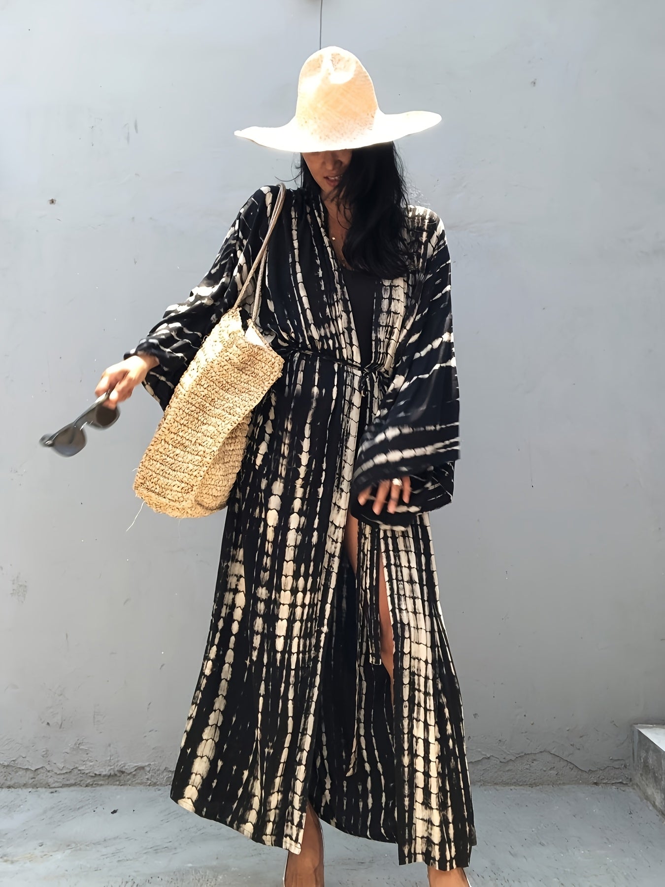 Blossom and Radiate Lacing Kaftan Boho Beach Cover Up