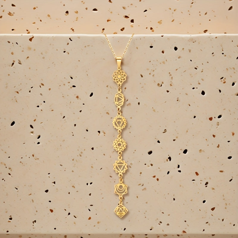Blossom And Radiate Seven Chakra Stainless Steel Necklace