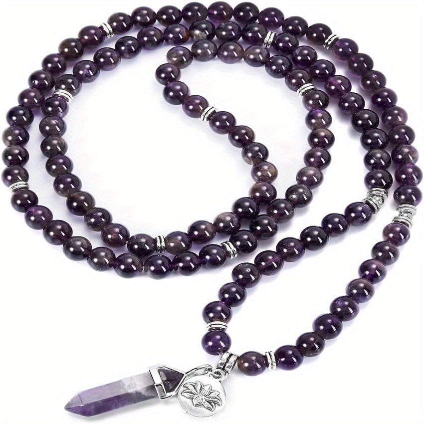 Top Plaza 108 Mala Prayer Beads Natural Gemstone Bracelet