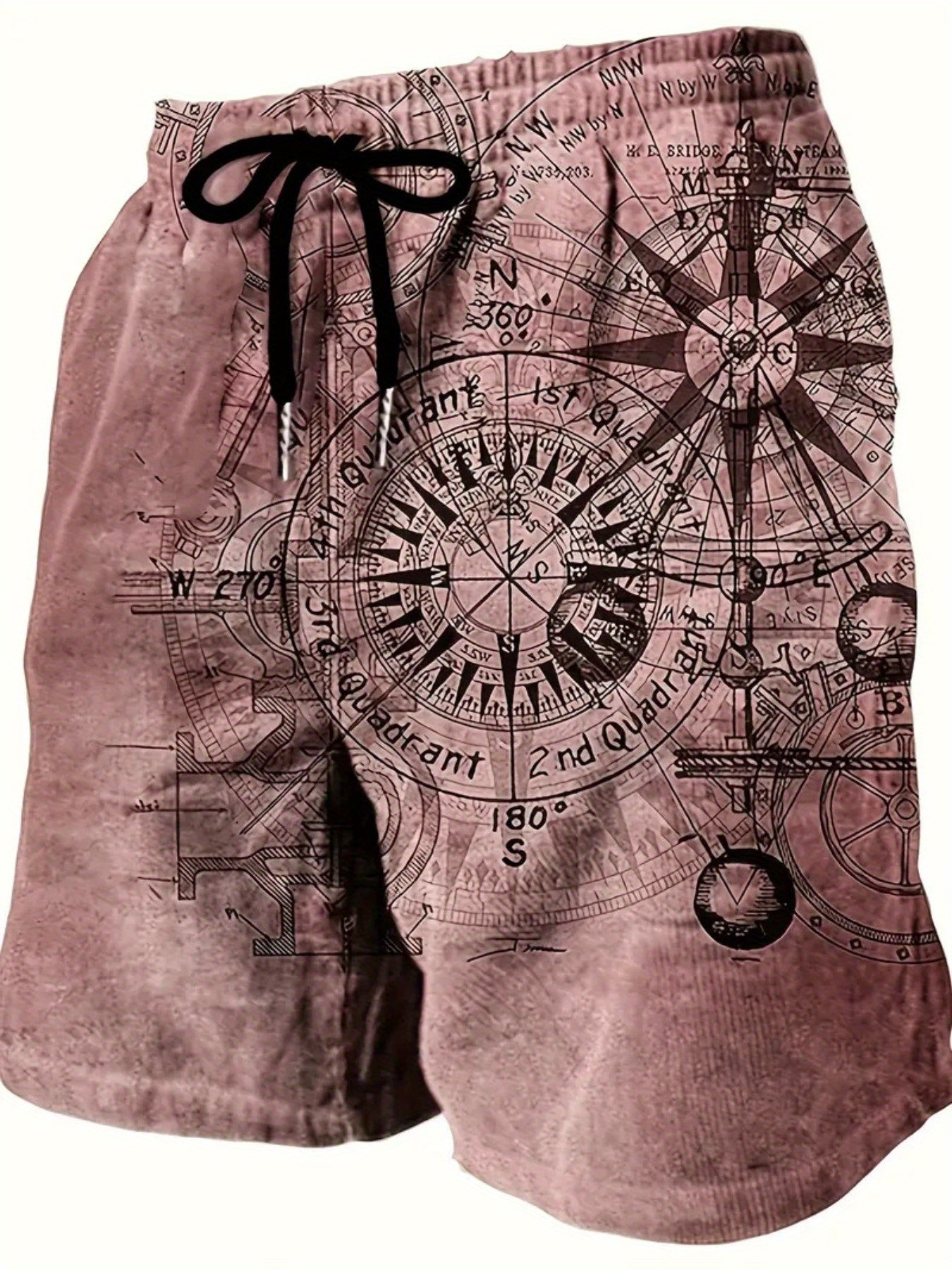 Three Pack Mens Casual Beach Shorts Nautical Chart Print