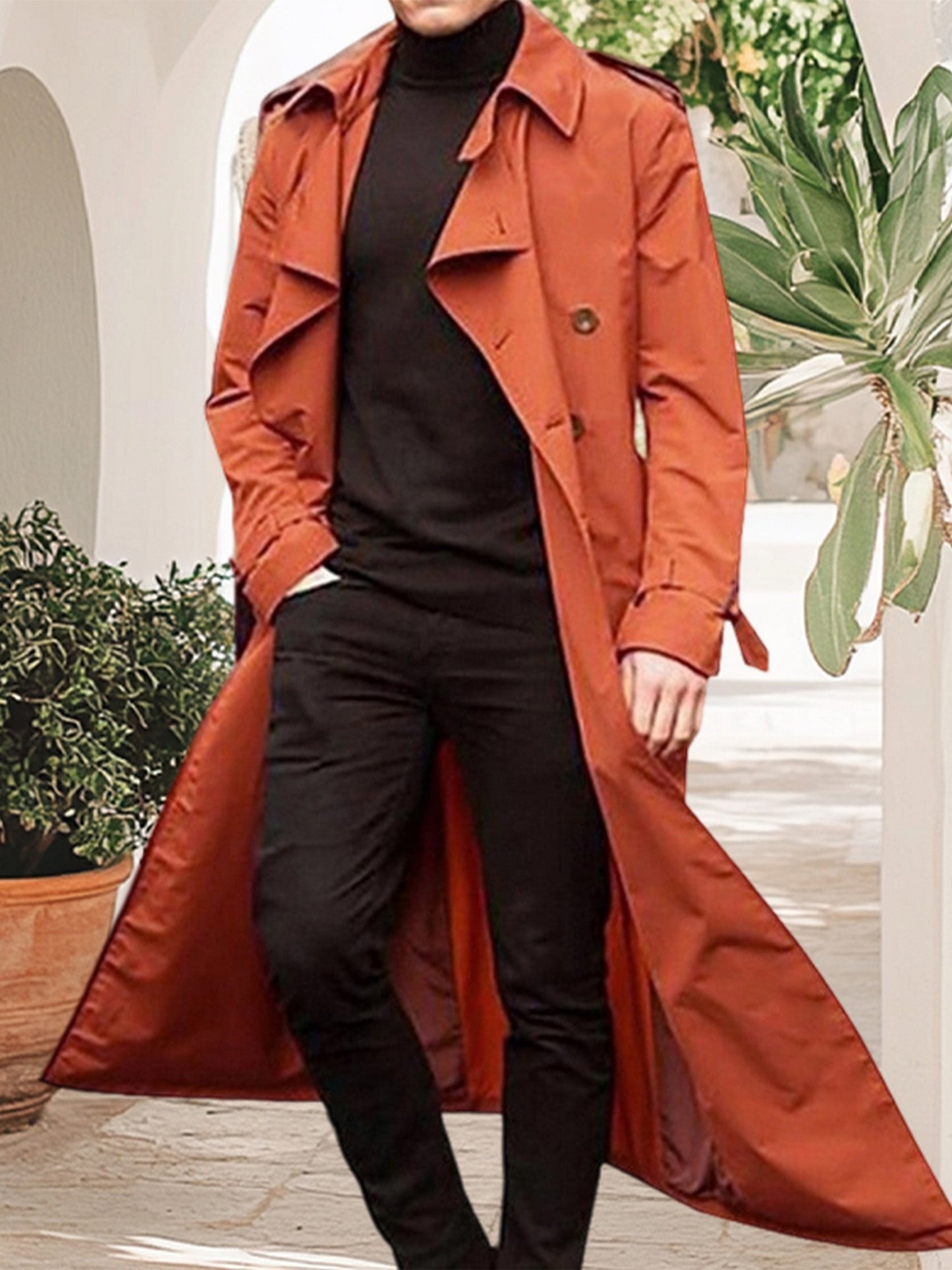 Mens Winter Overcoat Lapel Tailored Fit For Formal Wear