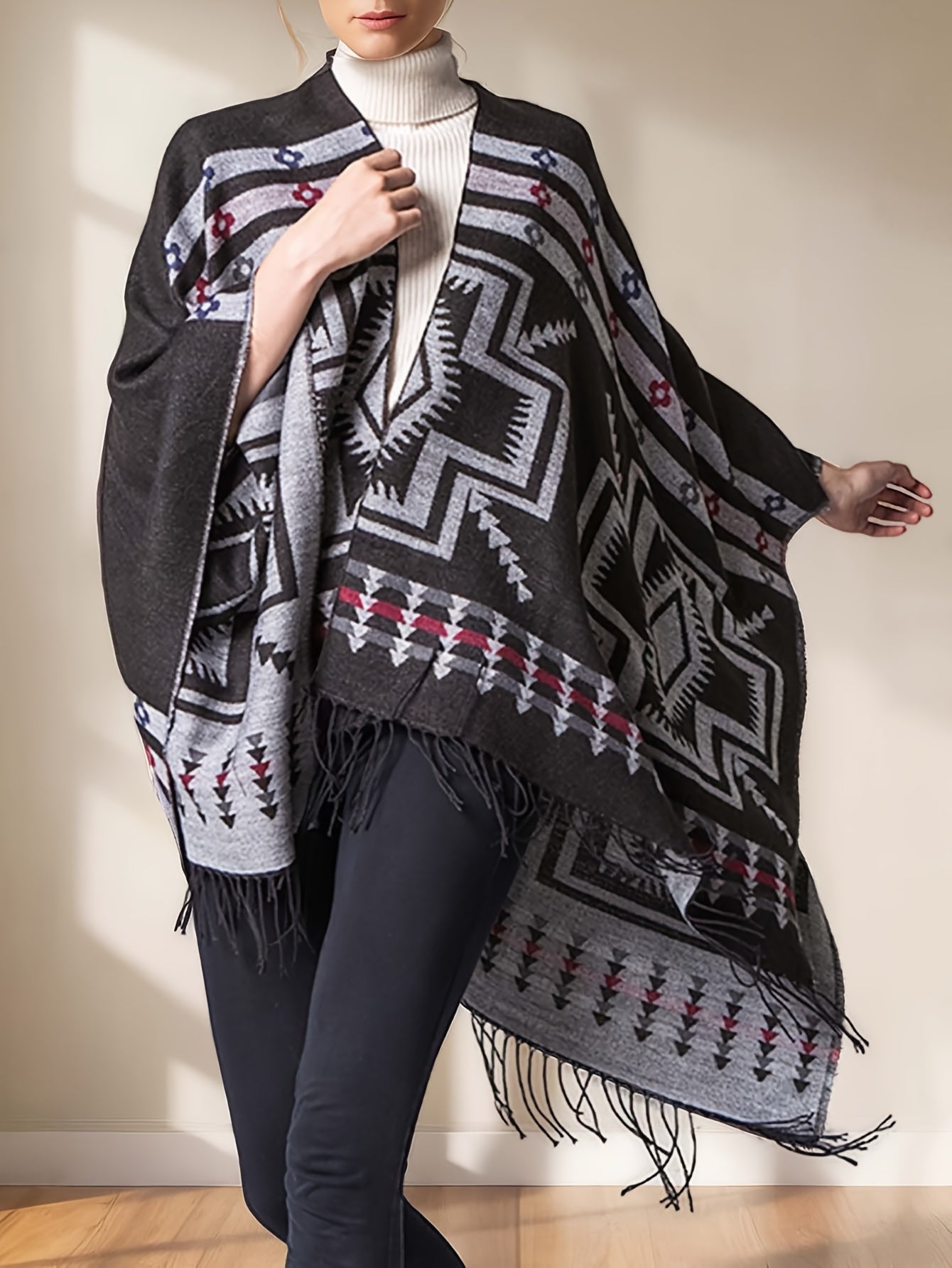 KTILG Ethnic Southwestern Shawl Scarf With Fringe Tassels