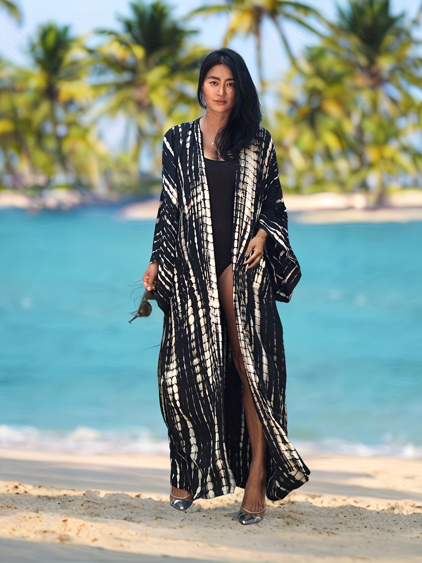 Blossom and Radiate Lacing Kaftan Boho Beach Cover Up