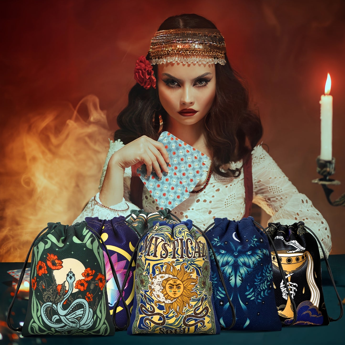 Blossom And Radiate 16pcs Velvet Tarot Card Storage Bags