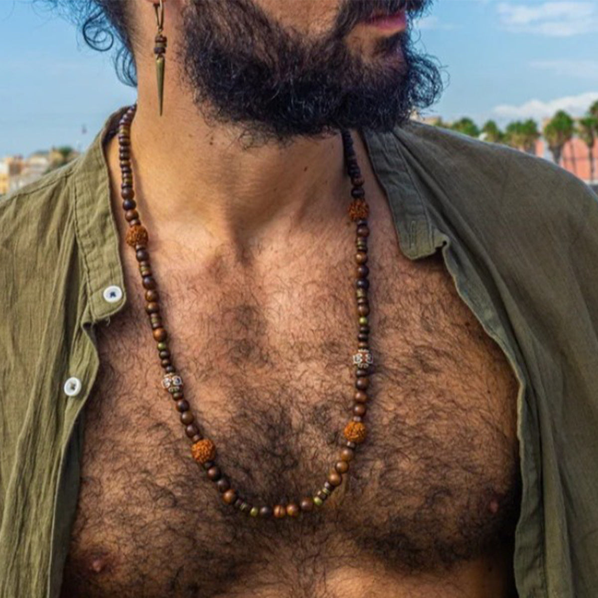 Bohemian Coconut Shell Bead Necklace For Men Vintage