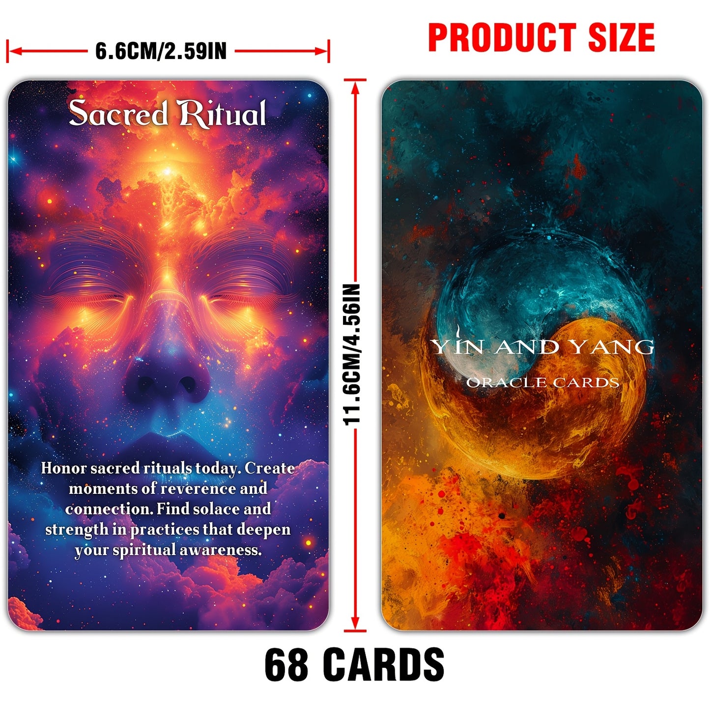 68-Card Yin And Yang Oracle Cards Deck With Meanings Bag