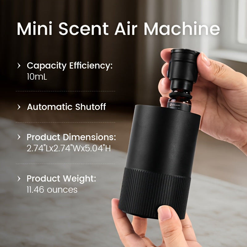 Waterless Diffuser with 6 X 0.34oz Hotel Essential Oil, Smart Car Air Diffuser, Mini Scent Air Machine Portable Diffuser for Home Car Office, Start/Stop SyncSmart Control