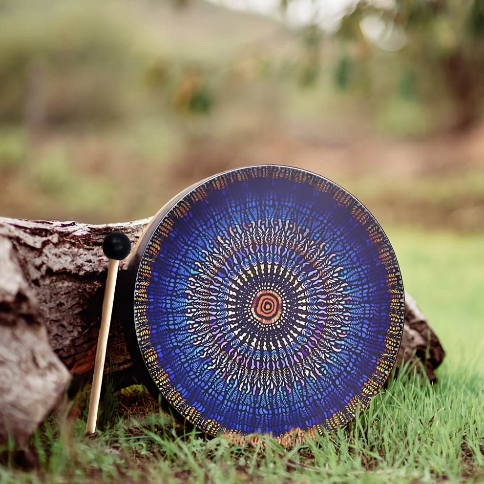 Blossom And Radiate Shamanic Drum With Painted Mandala