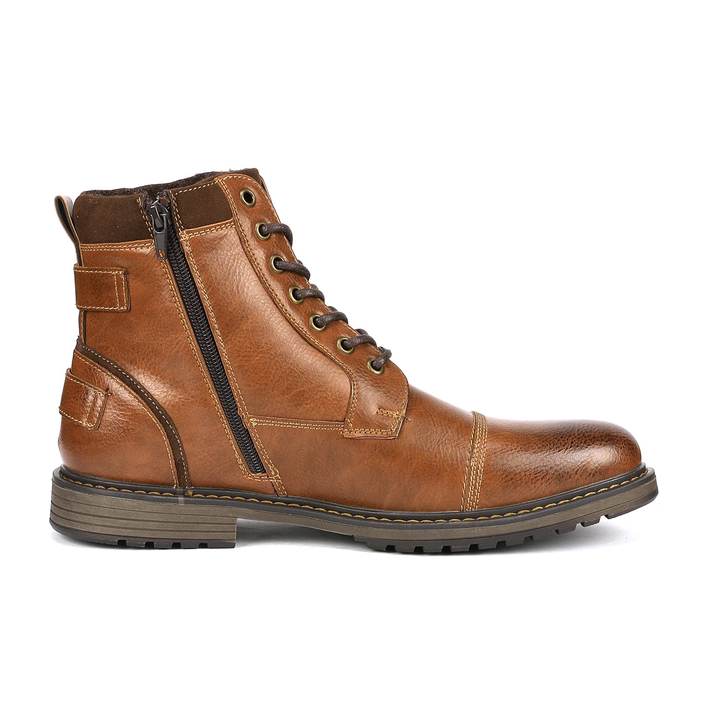 BRUNO MARC Men's Motorcycle Boots With Lace Closure