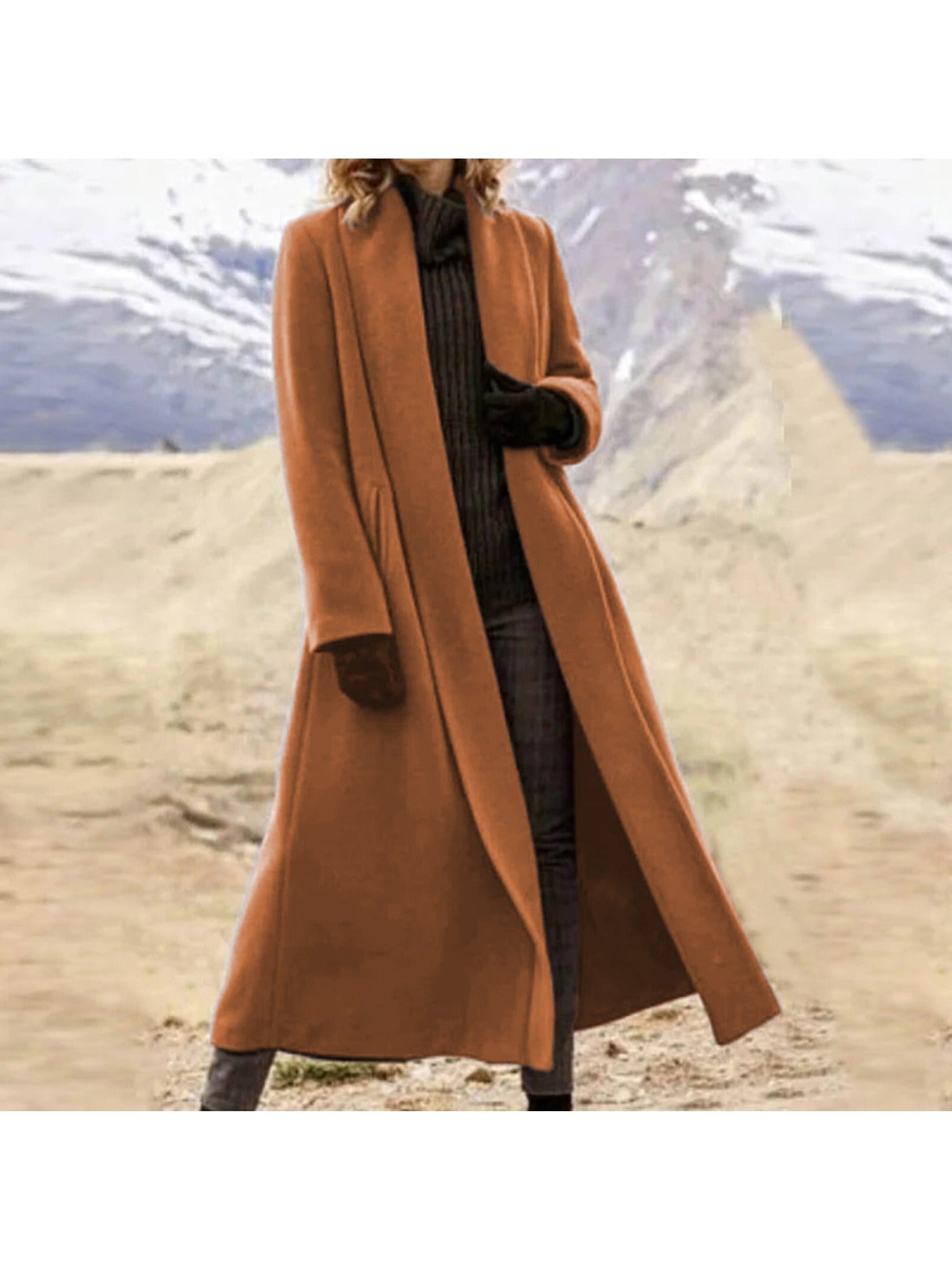 Women Extra Long Trench Coat Oversized Winter Outerwear