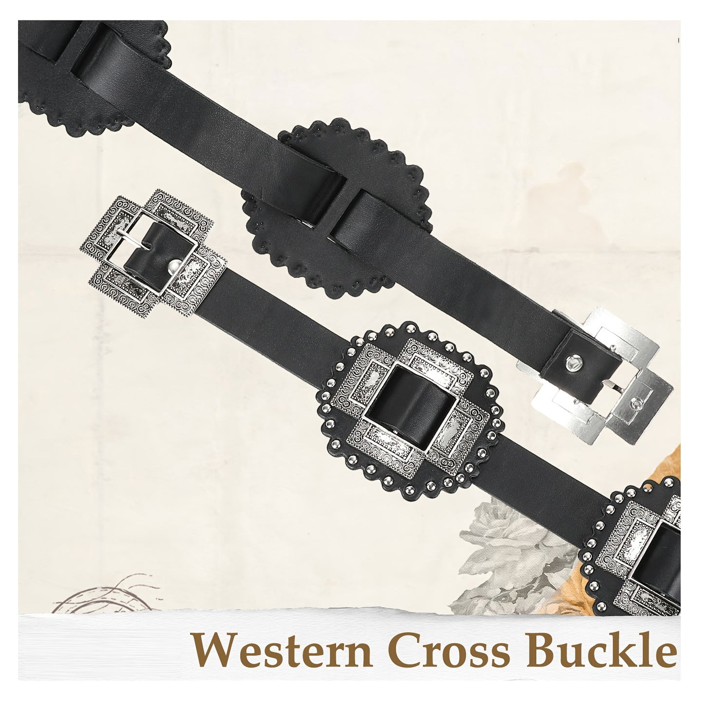 SUOSDEY Western Cross Buckle PU Belt For Women Fashion