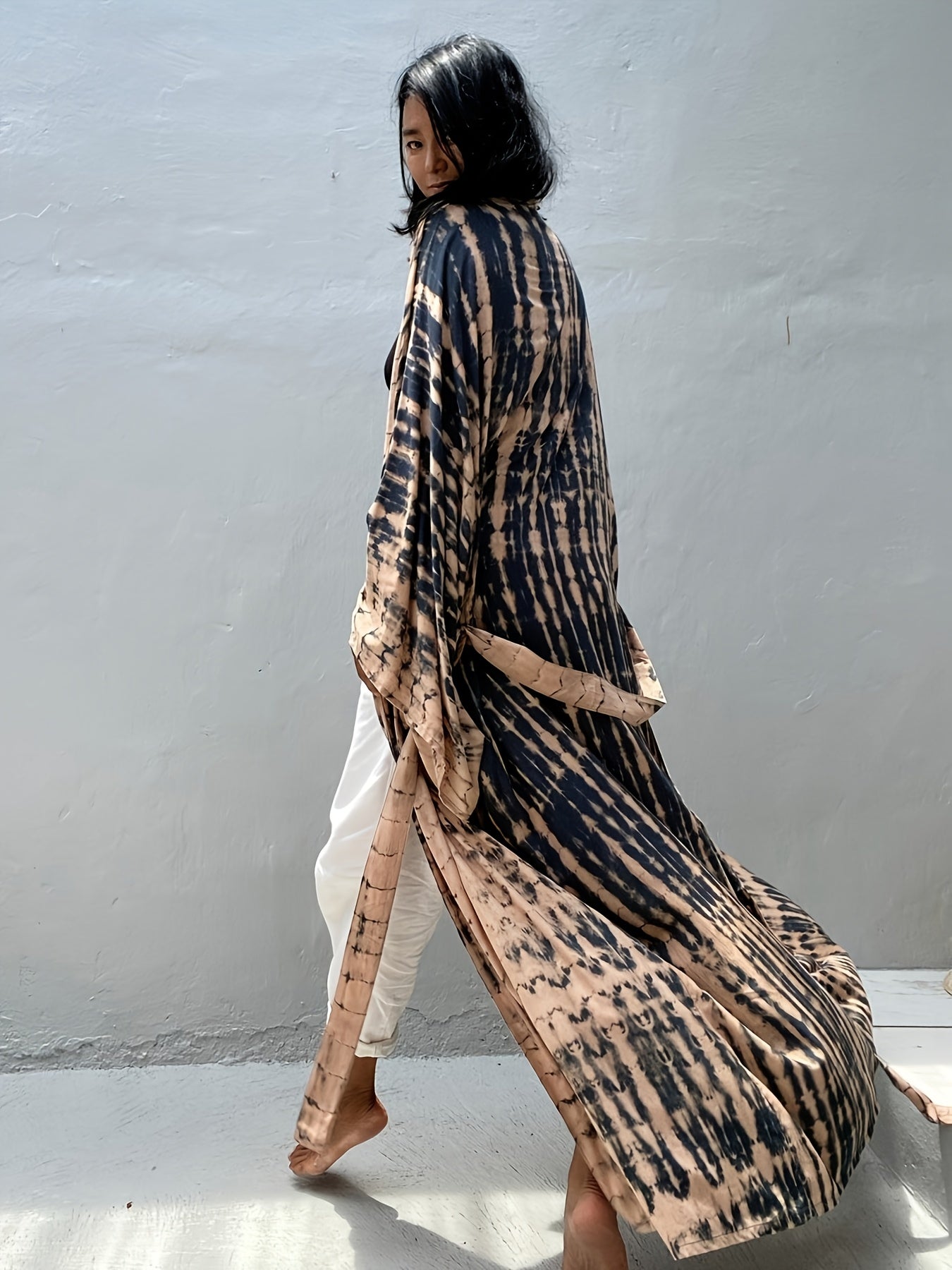 Relaxed Comfort Bohemian Kaftan Robe Long Sleeve Beachwear