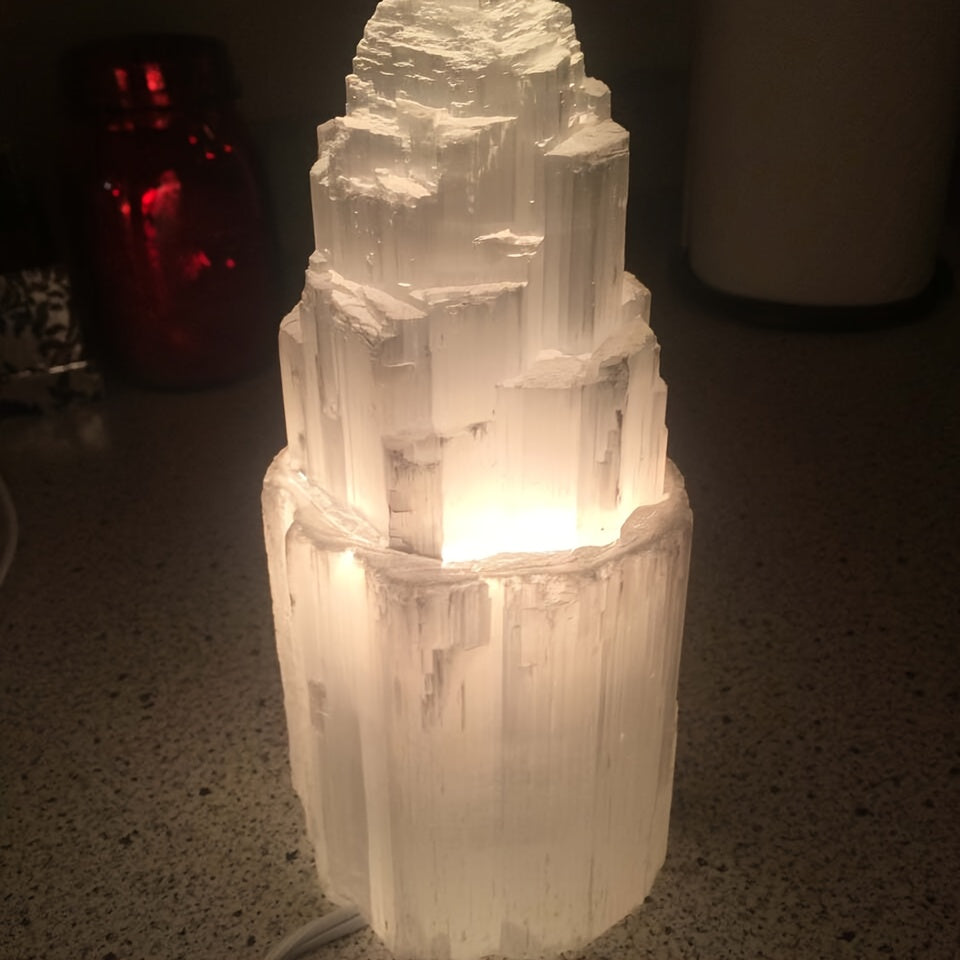Blossom & Radiate Selenite Skyscraper Lamp With Dimmer