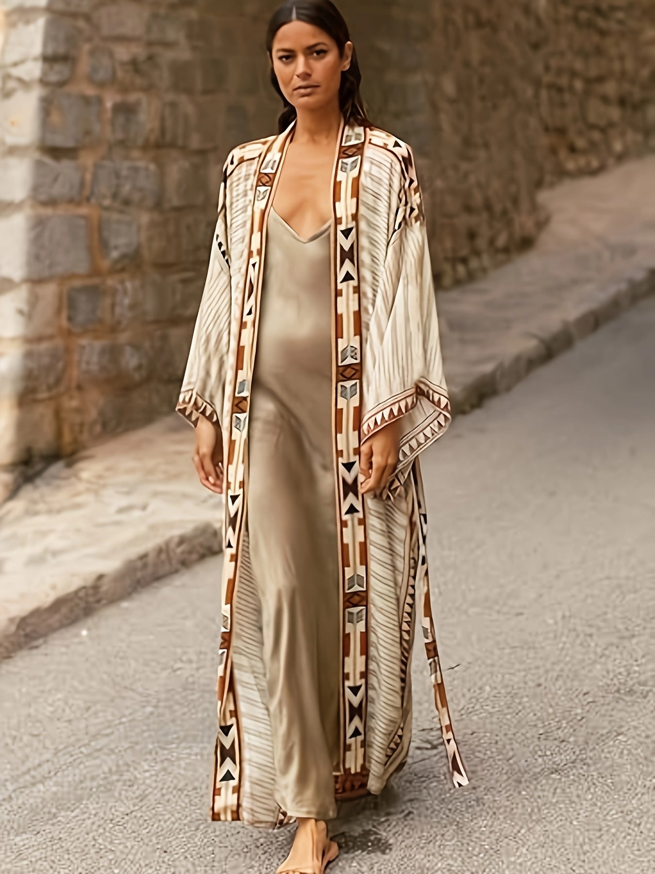 Blossom and Radiate Viscose Kimono Geometric Long Sleeve