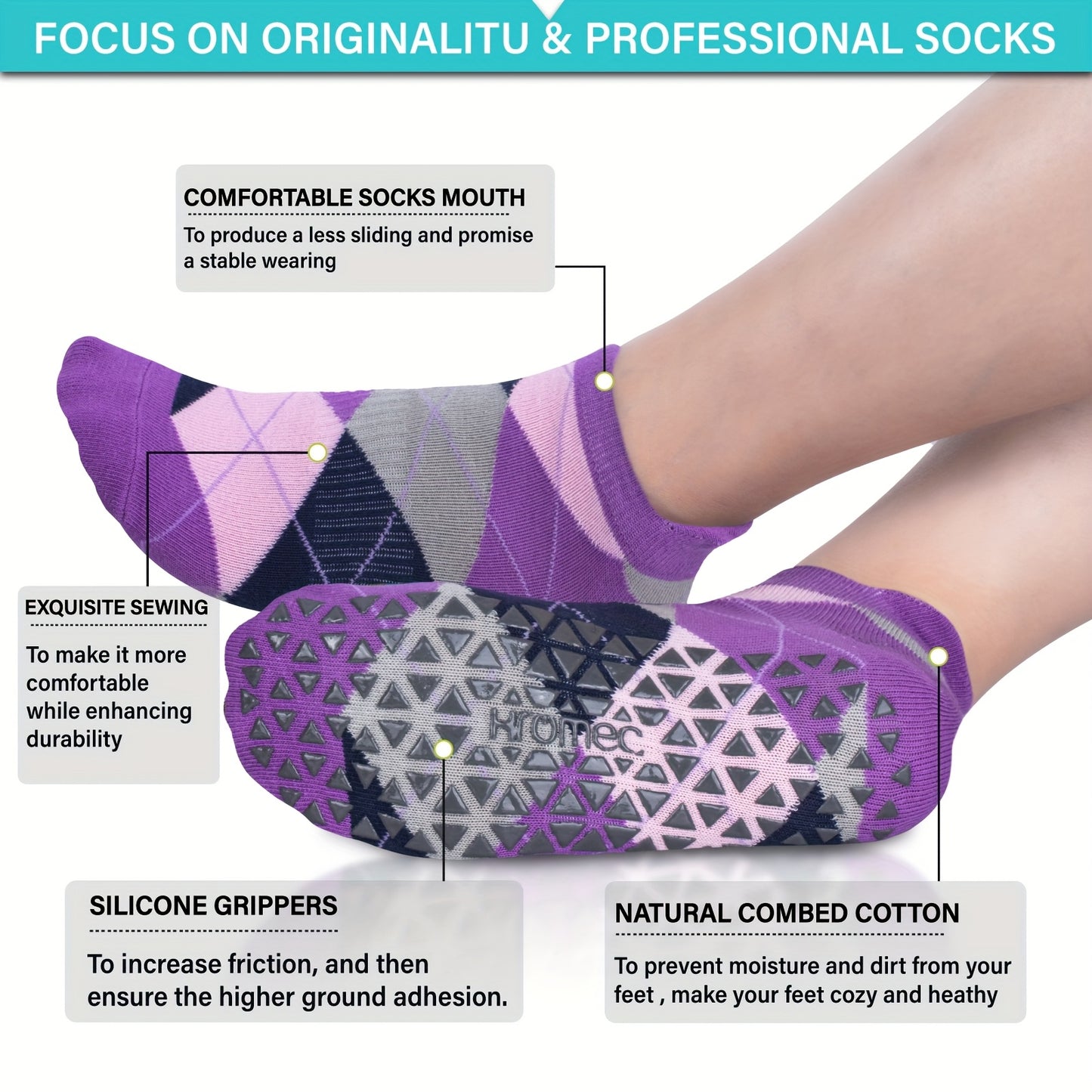 Non Slip Yoga Socks With Grips For Pilates And Barre