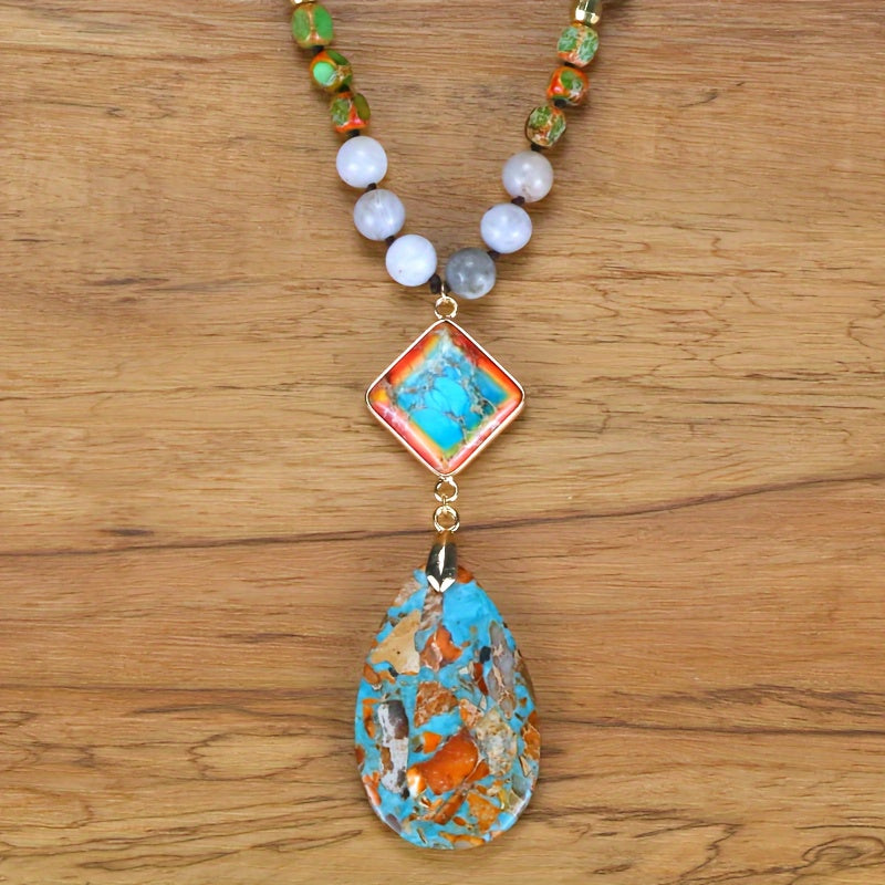 Blossom And Radiate Teardrop Bohemian Necklace Vintage