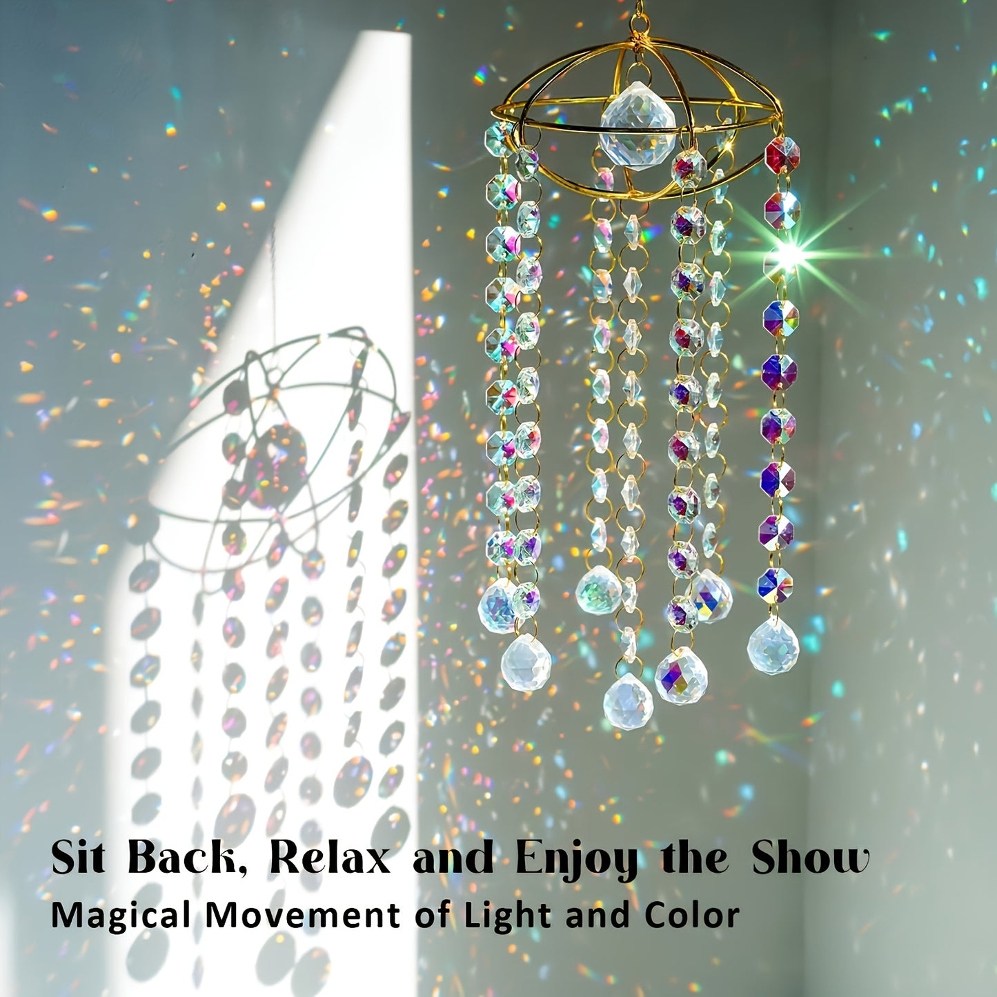 Planet Shape Crystal Ball Prism Wind Chime Indoor Outdoor