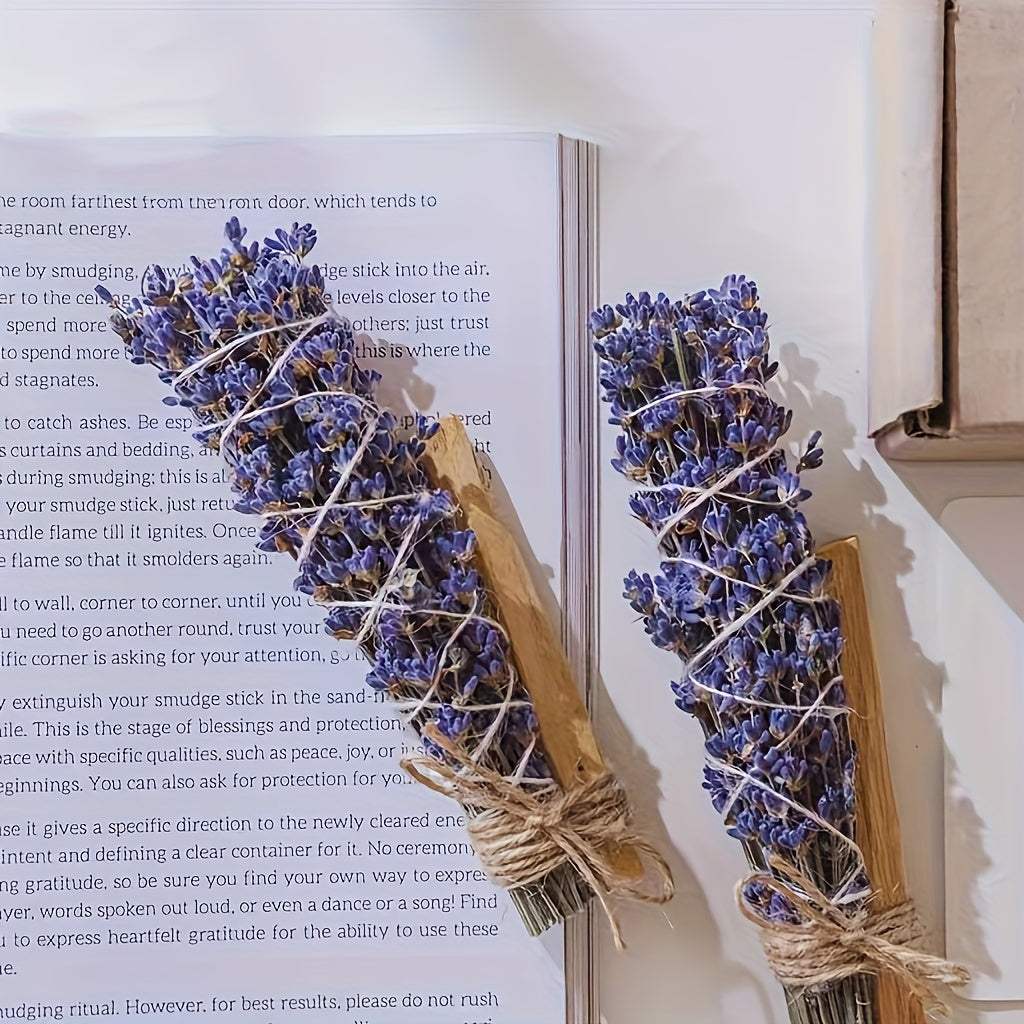 Lavender And Peruvian Holy Wood Handmade Bundled Sticks For Purifying Negative Energy And Home Decor