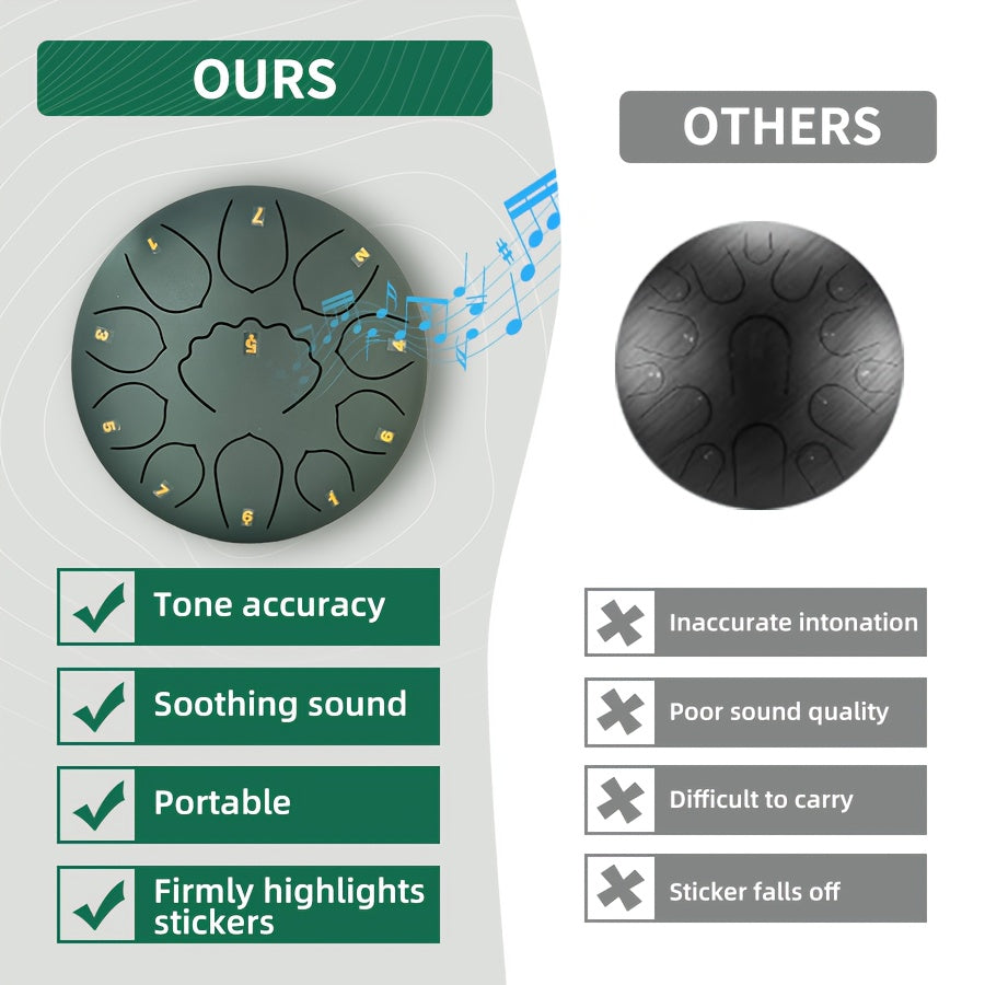 Rain Drum 11-Note Steel Tongue Drum For Yoga Meditation