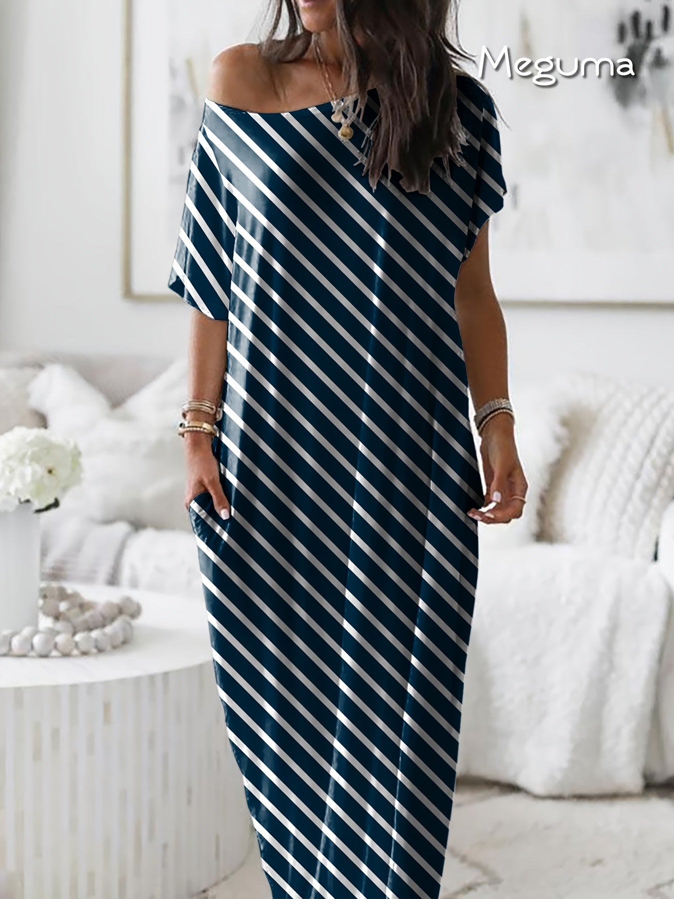 Womens Long Style Dress Crew Neck Comfortable Breathable