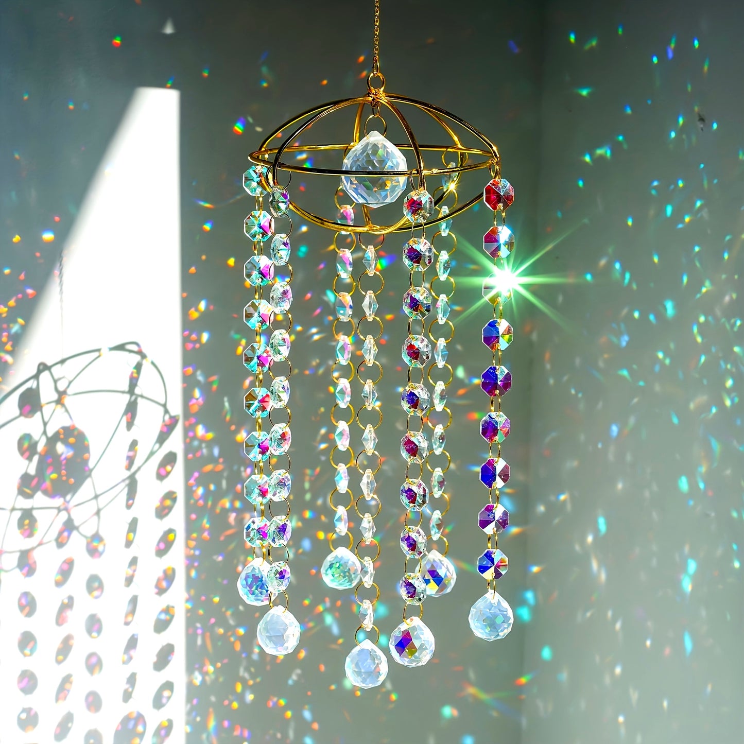 Planet Shape Crystal Ball Prism Wind Chime Indoor Outdoor