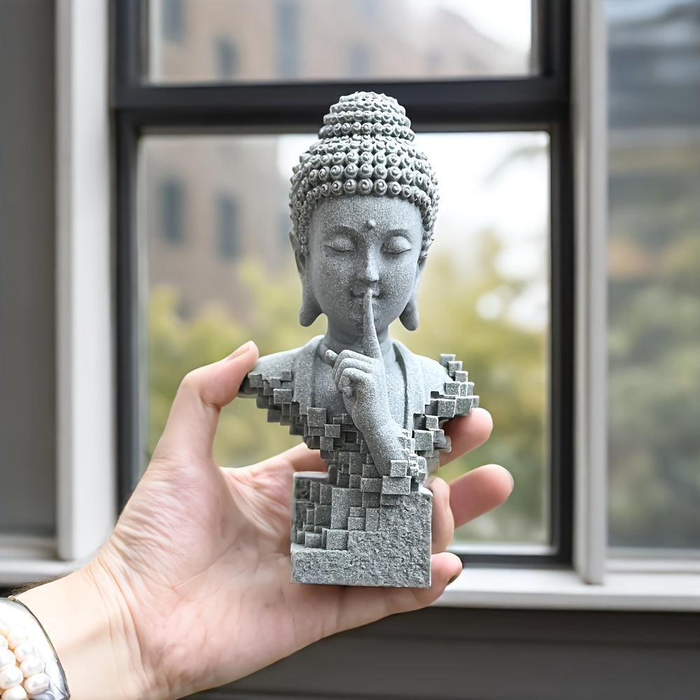 1pc Zen-Inspired Stone Buddha Statue - Modern Silent/Keep Quiet Design, Versatile Indoor & Outdoor Decor For Home, Yoga, Meditation, Gardens, Unique Gift Idea