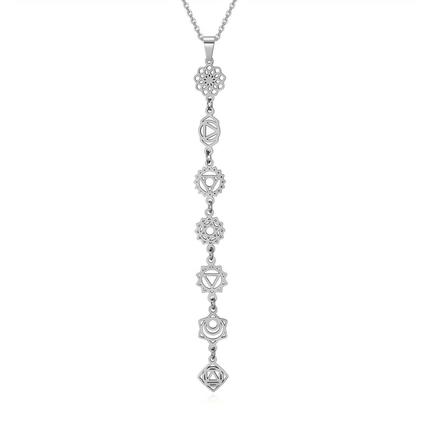 Blossom And Radiate Seven Chakra Stainless Steel Necklace