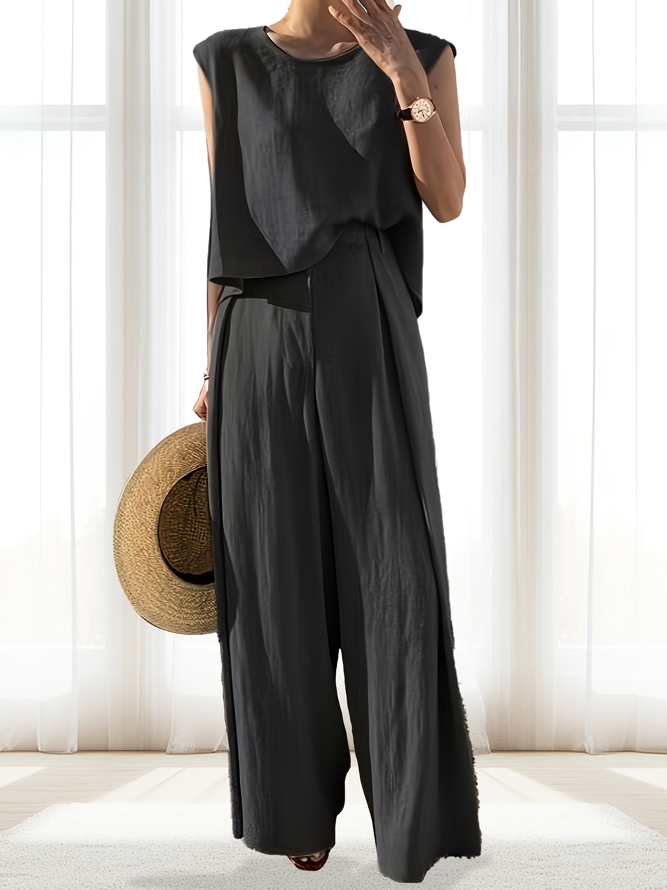 Blossom Radiate Spring Summer Sleeveless Top And Pants Set