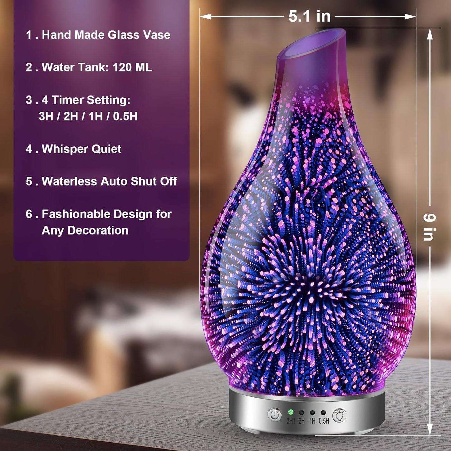 Soundwave Glass Essential Oil Diffuser With Auto Shutoff