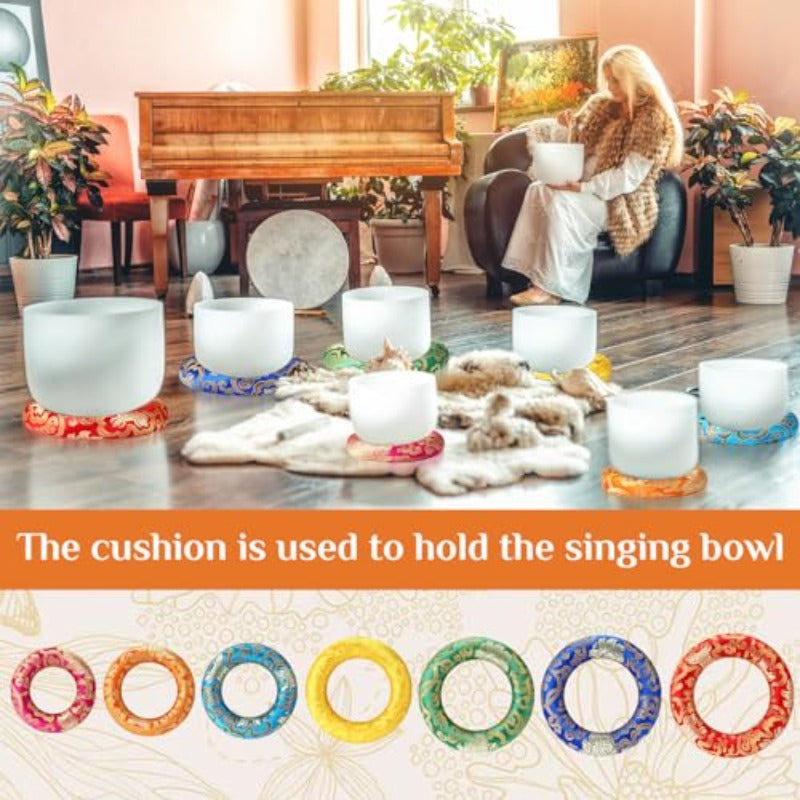 Barydat 7pcs Singing Bowl Cushion Set O Ring Cushion Pillow Pad for 612 Inch Tibetan Crystal Sound Bowl7 Sizes, Meditation Cushion, Sound Bowl Accessories, O Ring Gaskets, Singing Bowl Meditation Set, Crystal Singing Bowl Set
