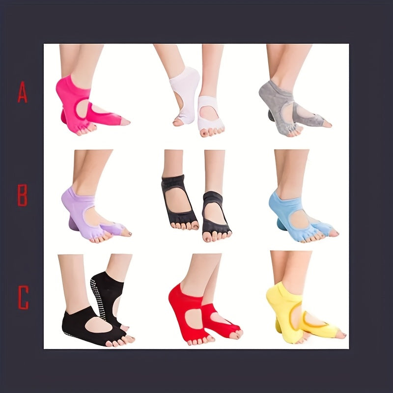 Blossom & Radiate Open Toe Yoga Socks Non Slip Grip