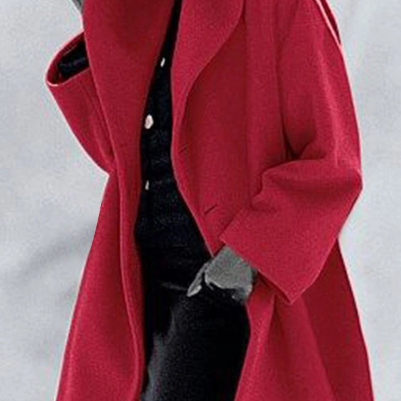 SCACTO Hooded Fall Winter Coat Loose Fit Round Neck