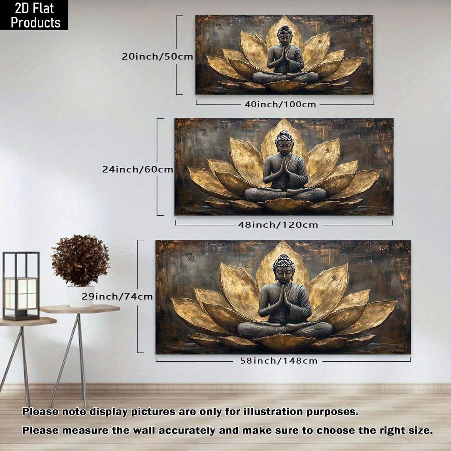 Buddha Meditation Canvas Wall Art Ready To Hang Wood Frame