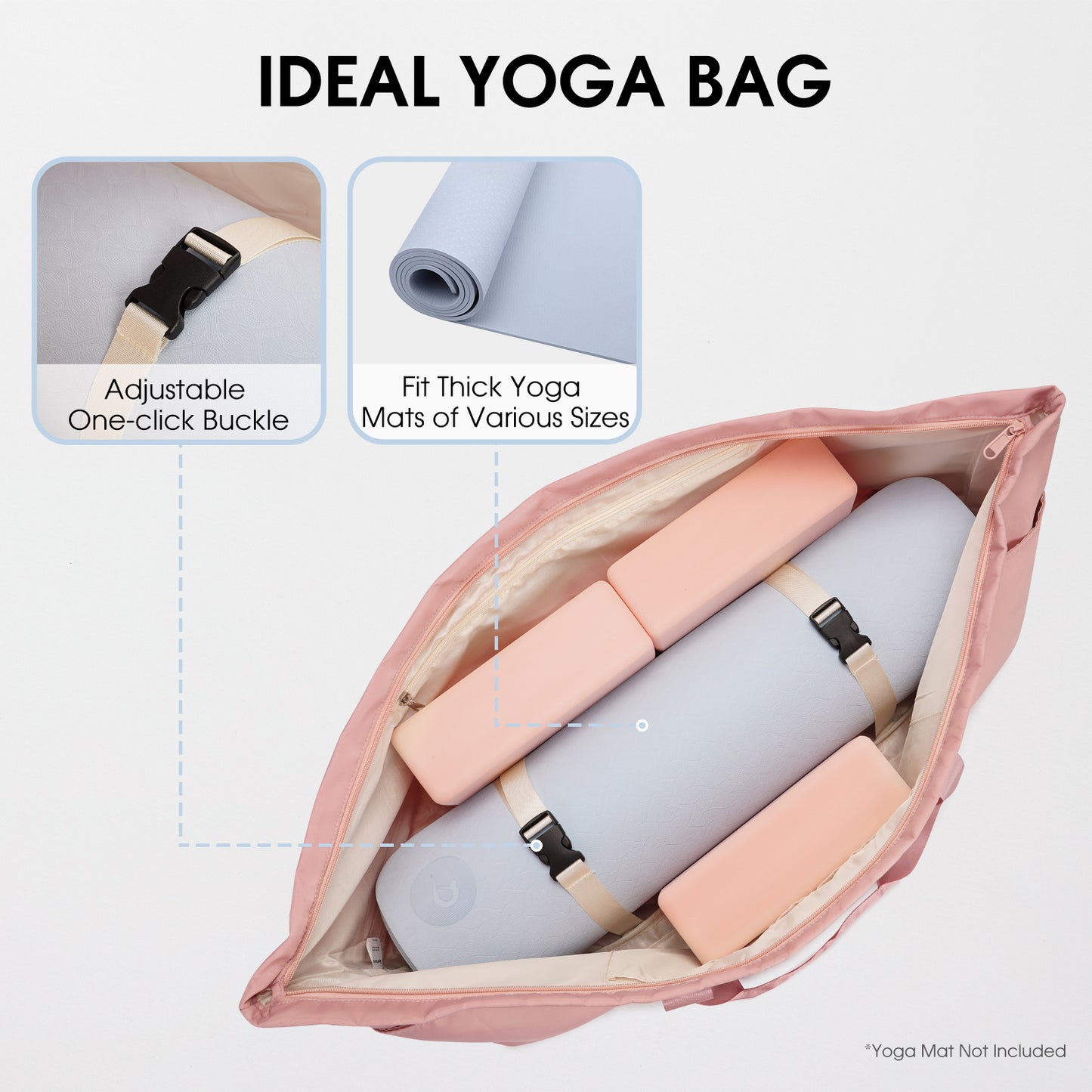 WANDF Yoga Mat Bag Holds Mats And Blocks