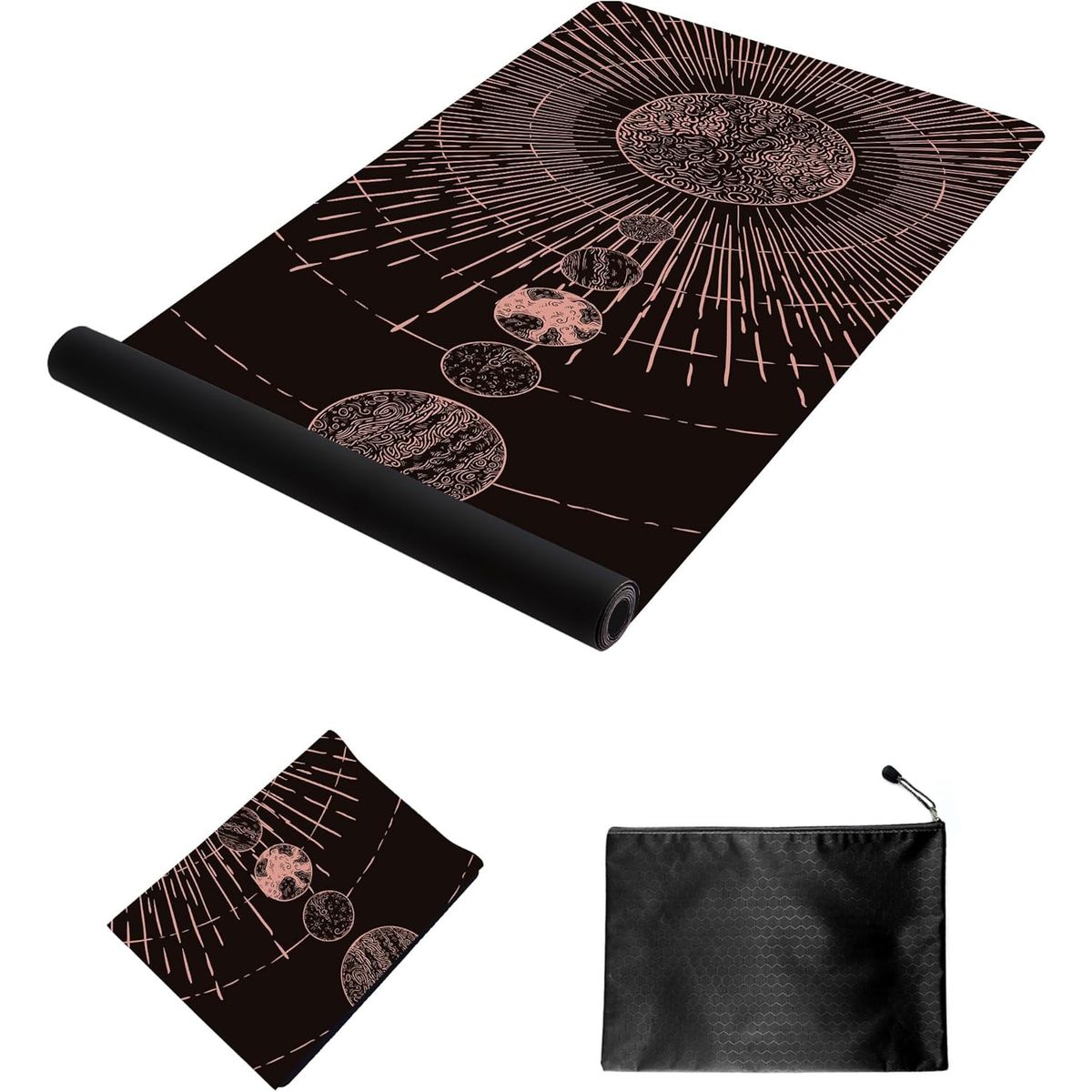 Printed Yoga Mat With Non-Slip Texture And Carrying Bag