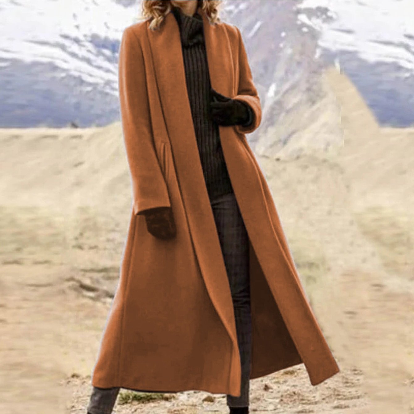 Women Extra Long Trench Coat Oversized Winter Outerwear