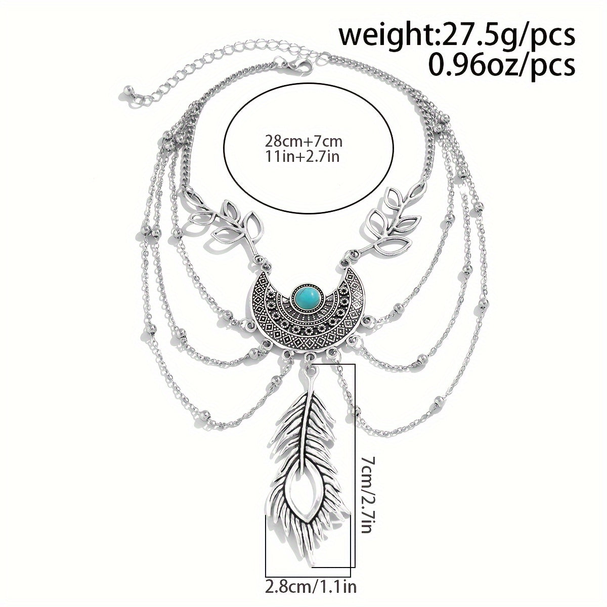 DITURUBY Boho Metal Chain Dream Catcher Leaf Tassel Bracelet