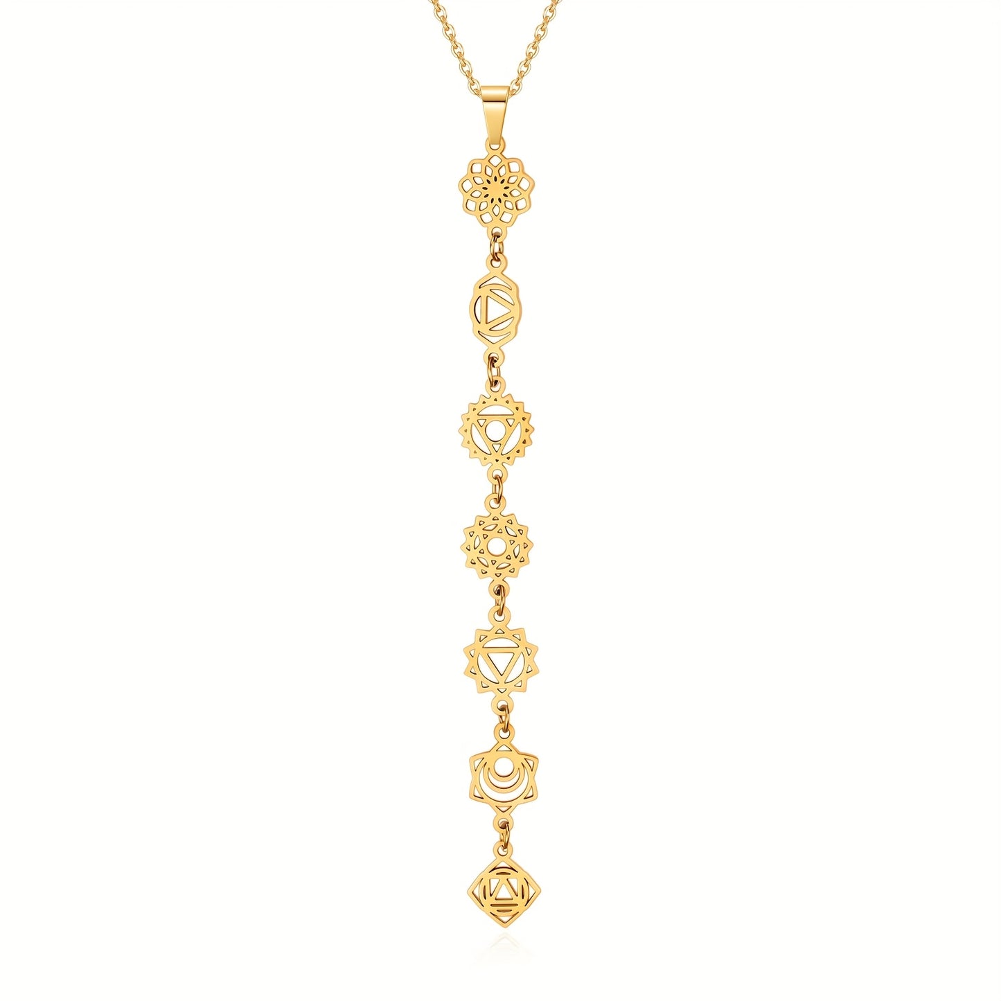 Blossom And Radiate Seven Chakra Stainless Steel Necklace