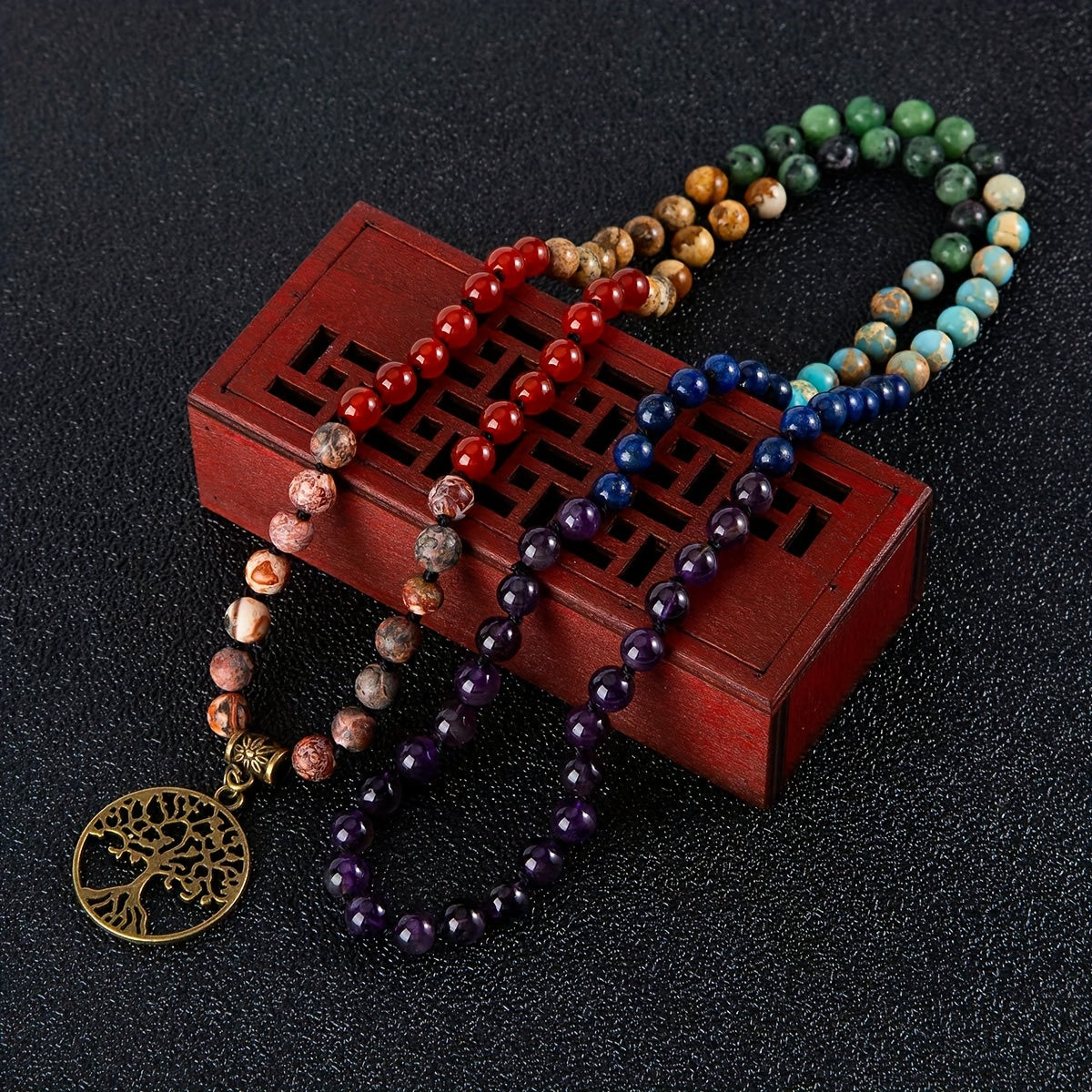 Blossom And Radiate Natural Stone Rosary Necklace Boho