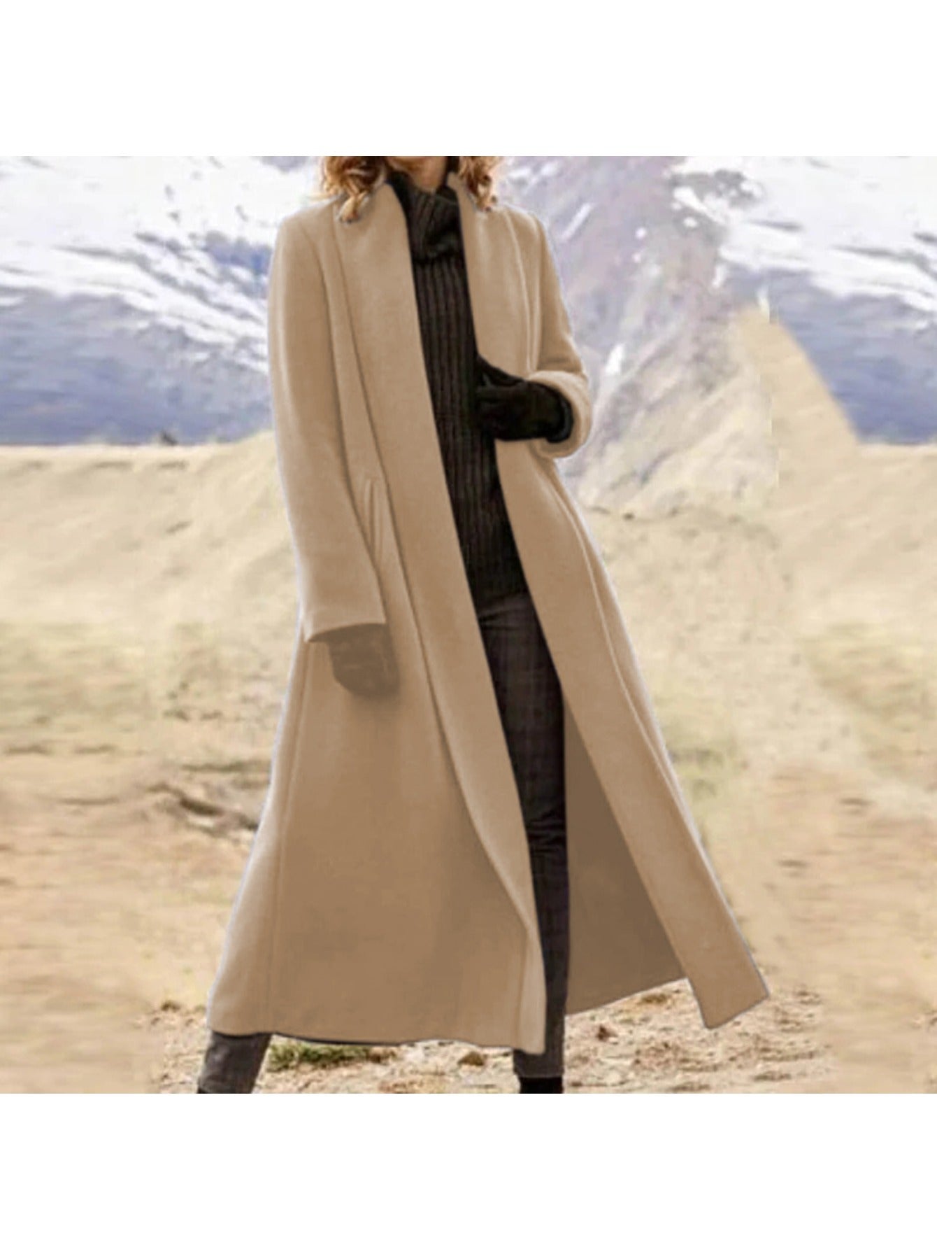 Women Extra Long Trench Coat Oversized Winter Outerwear